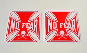 No Fear Aufkleber Set 2 Pcs.Decal Iron Cross Eiserne Kreuz Auto Bike Helm Rot - Picture 1 of 1