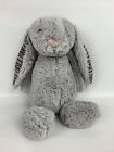 Jellycat 30cm Grey Bunny Rabbit Pink Nose Stripe Ears Soft Plush Toy NewbornsG23