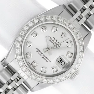 RELOJ ROLEX DATEJUST DAMAS ACERO INOXIDABLE CON ESFERA PLATEADA DIAMANTE Y BISEL - Imagen 1 de 11