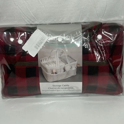 Carrito de almacenamiento Trend Lab rojo estampado a cuadros porta pañales para bebé organizador Foto 1 de 3