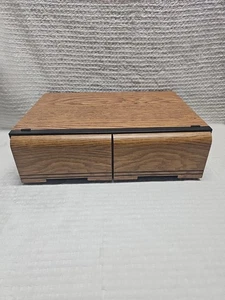 Vintage VHS Tape Faux Wood Two Drawer Storage Cabinet Case Organizer 18 VHS  - Picture 1 of 5
