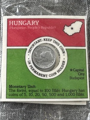 2 Hungary 1970 Five 5 Forint Uncirculated BU Condition Coin Sealed In Card - Image 1 of 2