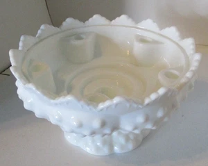 Fenton Hobnail Milk Glass Candle Holder 6 Taper or Pillar Candlestick White Vtg - Picture 1 of 8