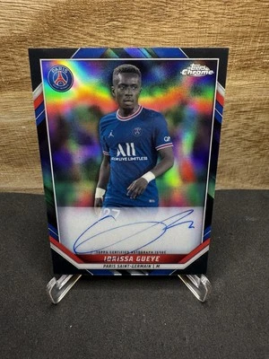 2021-22 Topps Chrome Paris Saint-Germain Black Refractor /10 Idrissa Gueye Auto - Image 1 of 2
