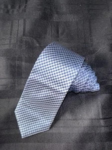 Rooster Mens Blue Plaid Narrow Silk Neck Tie - Picture 1 of 6