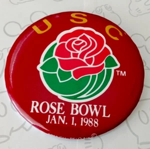 Trojan USC Rose Bowl Jan 1 1988 Button Pinback Lapel Pin 3" Vintage - Picture 1 of 2