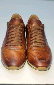 Magnanni Low-Top Leather Sneakers Brown Size 10M Handcrafted. #22401 - Picture 1 of 5