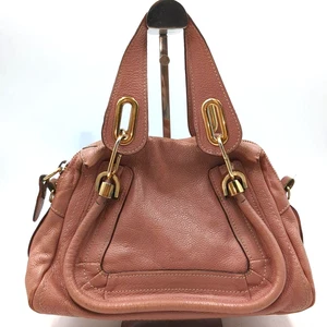 Chloe Paraty Leather 2way Shoulder Hand Bag Brown Leather Gold Zip Used Japan - Picture 1 of 12