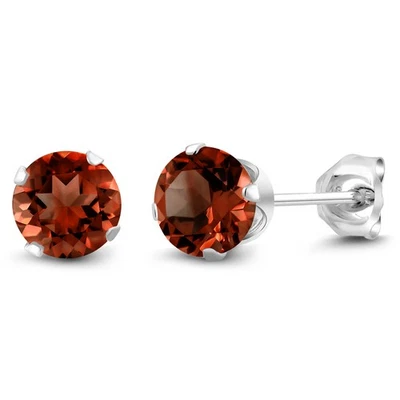 925 Sterling Silver Garnet Stud Earrings for Women | 2.00 Cttw | Gemstone - Image 1 of 4