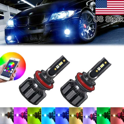 Para BMW 320i 328i 335i 528i Etc 2 Piezas H8 H11 RGB LED Bombillas Antiniebla Control APP Foto 1 de 4