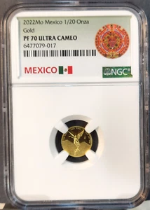 2022 MEXICO GOLD LIBERTAD 1/20 ONZA NGC PF 70 ULTRA CAMEO BEAUTIFUL PERFECTION - Picture 1 of 3