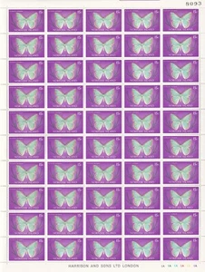 Norfolk Island sheet of 50 mint unhinged 15c Butterfly issued 22 Feb 1977 - Picture 1 of 2