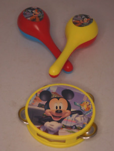 Disney Mickey Mouse Tambourine & Maracas Shakers Mickey & Goofy