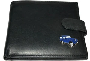 Blue 4 x 4 Leather Wallet Gift Box Black/Brown Enamel Farming Vehicle Men's - Picture 1 of 7