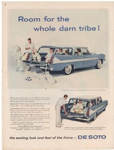 1958 DeSoto Auto Ad: Fireflite Station Wagon in Blue & White, Grandma & Poodle - Picture 1 of 1