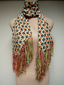 JULIANA COLLEZIONE Seide 10 1/4 x 68 langer Schal Optik Fransen grau schwarz pink Neu mit Etikett - Bild 1 von 7