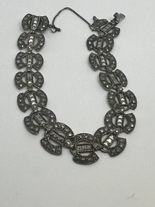 HAN THAILAND 925 STERLING SILVER MARCASITE BRACELET 7.5" A DECO STYLE - Picture 1 of 1