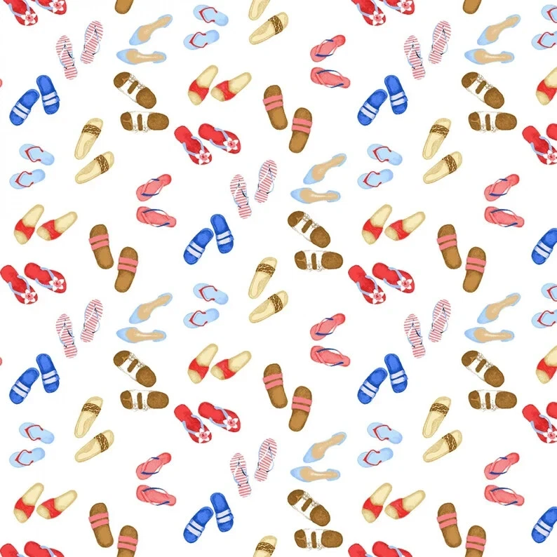 Sandalias de playa chanclas de tela de algodón con edredón de 3 yardas blancas Foto 1 de 1