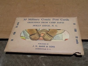 Vintage 40er Jahre USMC Marine Corp zufällig 10 Militär Comic Postkarten Camp Davis NC VERSIEGELT - Bild 1 von 11