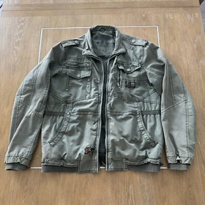 FUSAI Military Style Fatigue Green Canvas Jacket Unisex Large - Picture 1 of 24