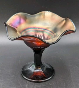 Antique Northwood Amethyst Carnival Glass Compote Candy Dish Iridescent - Picture 1 of 4