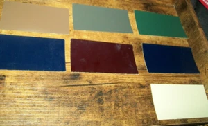 1932 1933 De Soto Auto Acme Paint Chips set of 7 chips of 2.5" x 4.5" +mix info - Picture 1 of 2
