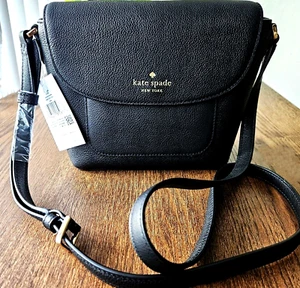 Kate Spade Elsie Pebbled Leather Crossbody Bag BLACK KE390 NEW🎀NWT🎁NIP - Picture 1 of 10