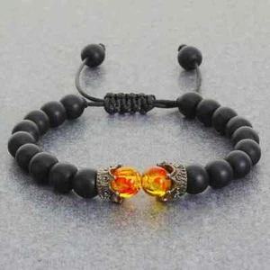 Black Lava Stone Crown Charm Beads Adjustable Bracelet For Men Women H6 - Picture 1 of 4
