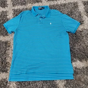 us polo by ralph lauren polo shirt 100% cotton Large Light Blue with Stripes - Picture 1 of 7