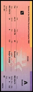 1984 Los Angeles Summer Olympics Baseball Full Ticket A Mark McGwire Rc USA Team - Picture 1 of 2