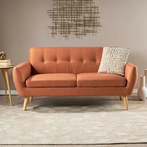 Joseline Mid Century Modern Petite Fabric Sofa - Picture 1 of 25