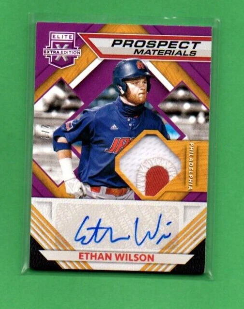 2021 Elite Extra Edition Ethan Wilson Patch Auto Rc Purple 2/7 Phillies!! - Image 1 of 1