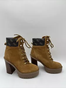 Guess Kelyna Lace-up Platform Booties Brown Size 8M - Picture 1 of 5