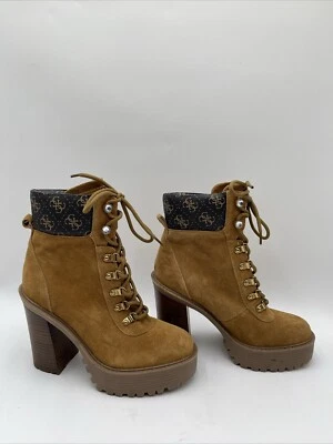 Guess Kelyna 系带厚底短靴棕色 8M 码 — 第 1/4 张图片