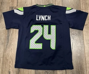 Seattle Seahawks Marshawn Lynch #24 Child Size L7 NFL Blue Nike Jersey - Picture 1 of 8