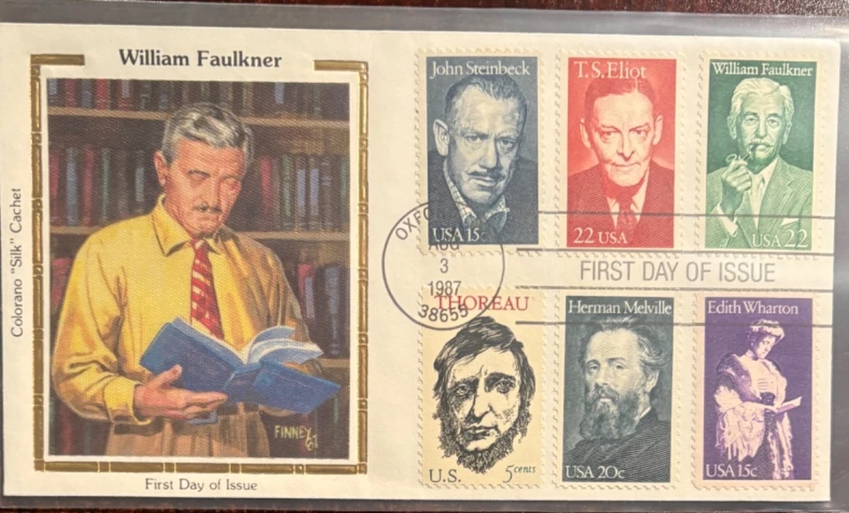 #2350 Faulkner FDC with multiple author stamps on Colorano Silk cachet - Image 1 of 1