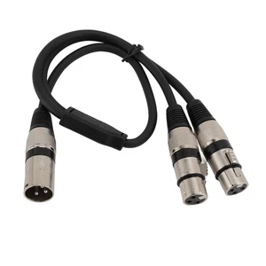 XLR Splitter Cable Male To Dual Female Silver Plated Connector Distortionless - Picture 1 of 21