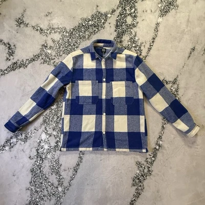 BDG Overshirt Mens Size S Blue Brushed Buffalo Plaid Long Sleeve Button Down - Image 1 of 4