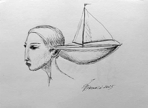 Original Zeichenstift Tuschepapier zeitgenössische MODERNE Kunst von Pronkin 2025 ZEICHNUNG. D07 - Bild 1 von 2