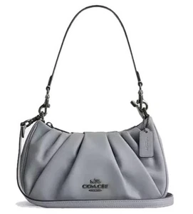 Coach Bag Teri Shoulder Bag Mini Leather Ruched Lightweight 0.41 Pound - Picture 1 of 5