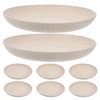  8 Stück Weizenstrohteller, unzerbrechliches Abendessen, runde - Bild 1 von 4