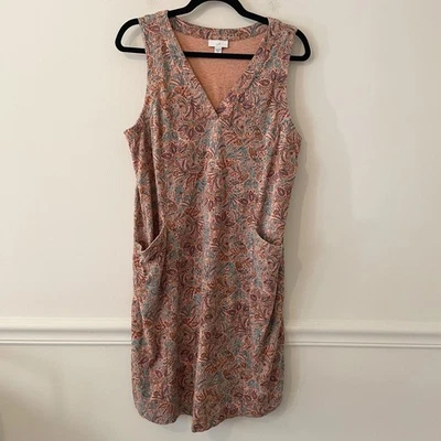Vestido J Jill Rosa Paisley Bolsillos Talla M Elastizado Boho Cottagecore Granola Niña Foto 1 de 4