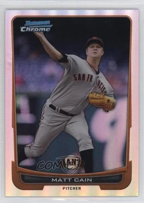 2012 Bowman Chrome Refractor Matt Cain #195 - Image 1 of 2