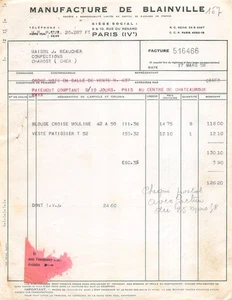 1958 MANUFACTURE DE BLAINVILLE A PARIS - MAISON BEAUCHER A CHAROST - Bild 1 von 1