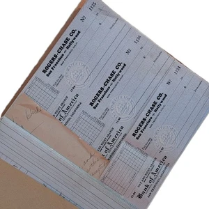 Check Ledger Receipt Book 1940s Rogers Chase Bank Of America - Picture 1 of 8