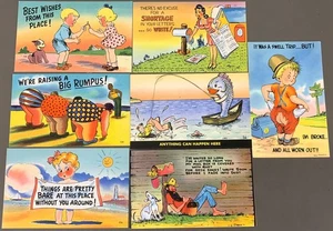 # T5887 LINEN COMIC POSTCARD LOT, 7 DIF. CARDS - Picture 1 of 2