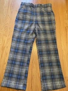 Vintage Sears Kings Road Check Mens Pants Trousers 34x30 70s DOUBLE-KNIT - Picture 1 of 7
