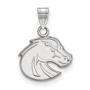 Kleiner Anhänger 10k Weißgold LogoArt Boise State University Bronco - Bild 1 von 2