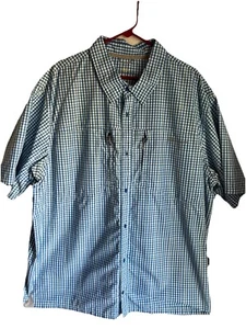 CABELA'S Guidewear - Men's Blue Check Short Sleeve Size 3XL Vented Fish Shirt - Picture 1 of 11