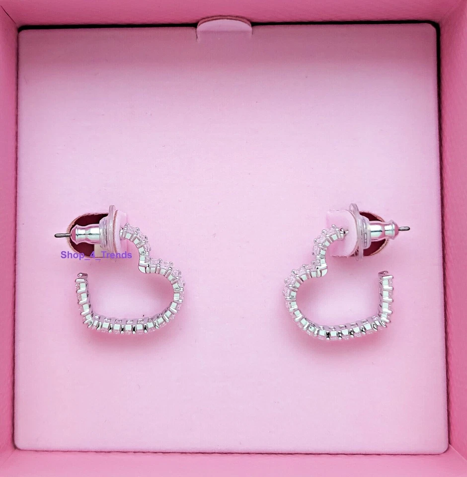 Women's SWAROVSKI Brand 5653170 White Sparkle Heart Matrix hoop earrings
